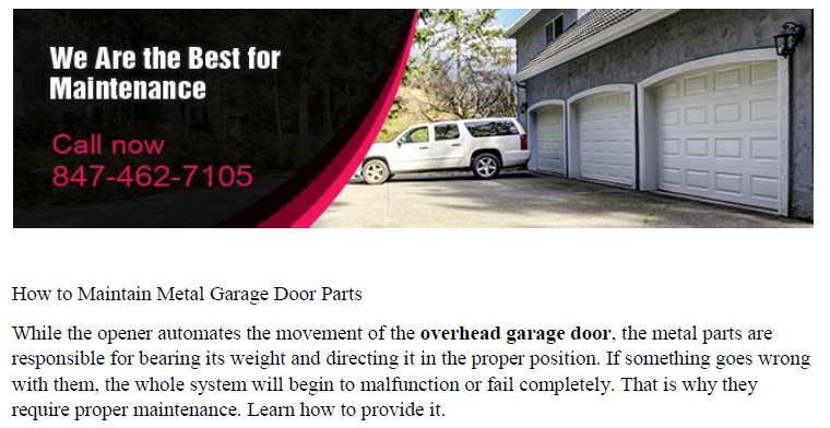 How to Maintain Metal Garage Door Parts - Garage Door Repair South Elgin